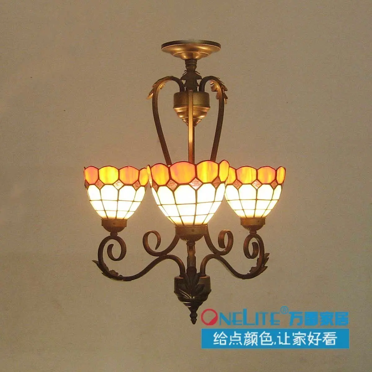Nouvelle arrivée dorange tiffany lampe restaurant lampe pendentif lumière lumières du salon chambre lampe livraison gratuite