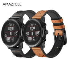 Кожаный ремешок для Xiaomi Huami Amazfit темп Stratos Смарт часы браслет для Xiaomi Amazfit ремешок из натуральной кожи ремень 22 мм