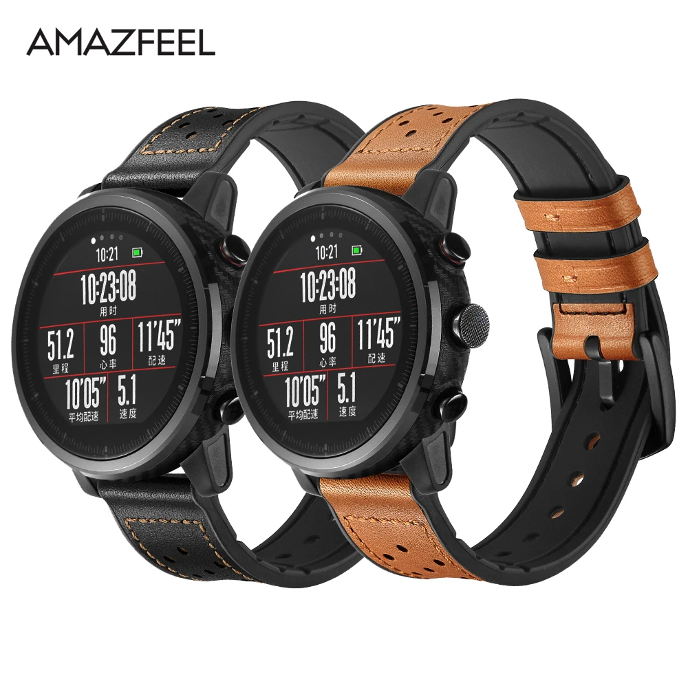 Кожаный ремешок для Xiaomi Huami Amazfit PACE Stratos Смарт-часы браслет из натуральной кожи