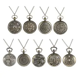 Персонализированные модели стимпанк ВИНТАЖНЫЕ КВАРЦЕВЫЕ римские цифры карманные часы для мужчин и женщин подарок для детей ожерелье часы