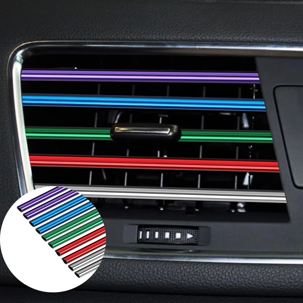 

DIY 10 Pieces Car-styling Chrome Styling Moulding Car Air Vent Trim Strip Trim Outlet Scratch Guard Protector Car Styling