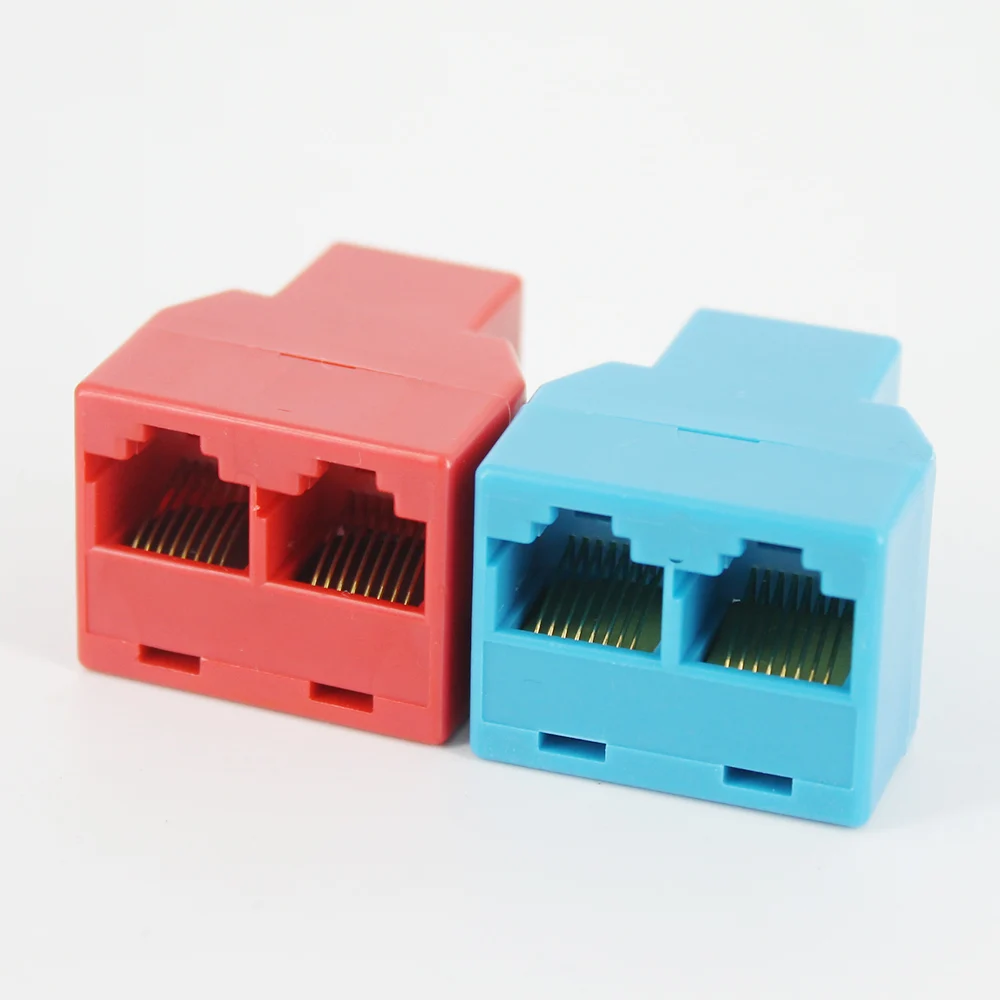 

2pcs RJ45 Splitter Adapter 1 to 2 Dual Female Port Connector CAT5 CAT6 LAN Ethernet Socket Network Connections Splitter Adapter