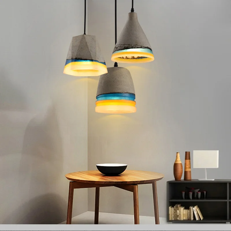 Modern Creative Cement Pendant Light Colorful Resin Concret Pendant Lamp Hanging Indoor Drop Light Personality Pendant Light (10)