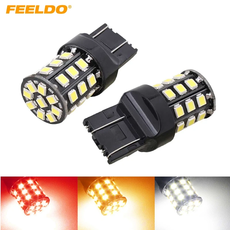 

FEELDO 10Pcs DC12V T20/T25 7443 33LED 2835SMD Car Turn Brake Tail Headlight Signal LED Light Bulb 3-Color #FD-1591