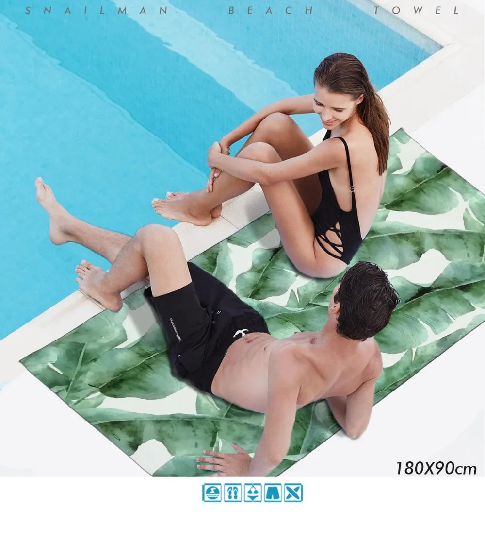 ورقة موز تصفح المدمجة الشاطئ منشفة ستوكات السفر فوطة للرياضة ركوب الأمواج الأمواج منشفة