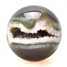 

4 '' Natural Agate Geode Crystal Ball Reiki Healing Ball Home office Desktop Decorative Large Agate Ball Decor Crafts Collection