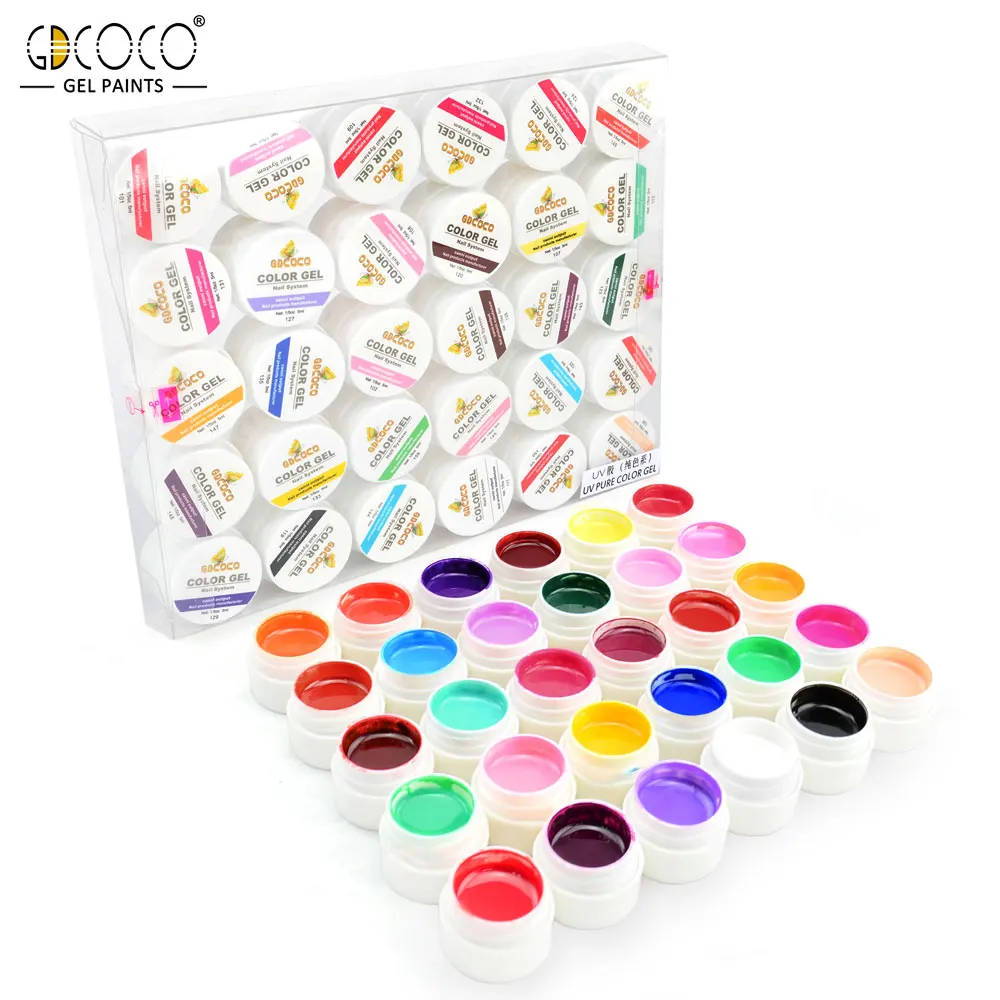 GDCOCO Drawing Painting Gel Kit 5ml Soak Off UV LED Pure Color Gel Nail Lacquer Nail Salon Design DIY Gel Polish Nail Varnish