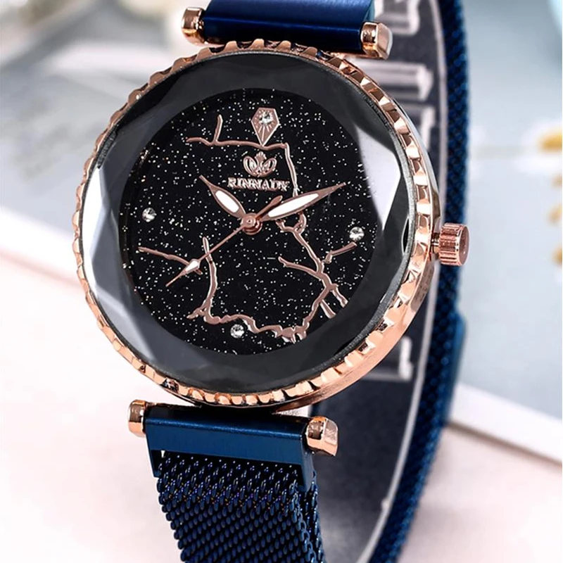 Women Watch Luxury Rinnady Watches Women Starry Sky Quartz Wristwatch Leather Rhinestone Ladies Clock Relogio Feminino Women Watch Luxury Rinnady Watches Women Starry Sky Quartz Wristwatch Leather Rhinestone Ladies Clock Relogio Feminino