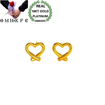 

OMHXFC Wholesale European Fashion Woman Party Birthday Wedding Gift Elegant Vintage Hollow Heart 18KT Gold Stud Earrings EH59