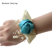 Элегантный Бирюзовый Искусственный Розовый жемчуг свадебный цветок на запястье для невесты Формальные женские свадебные аксессуары для выпускного