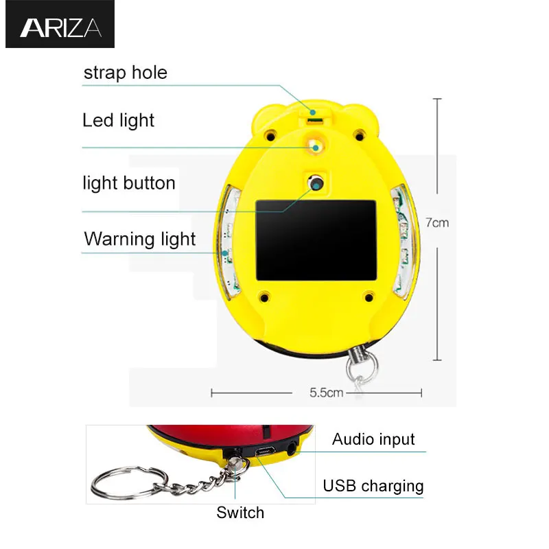 Ариза 130db личный сигнал тревоги брелок с встроенным динамиком личной безопасности сигнализации сигнал тревоги с светодиодный Flashinglight кабель USB