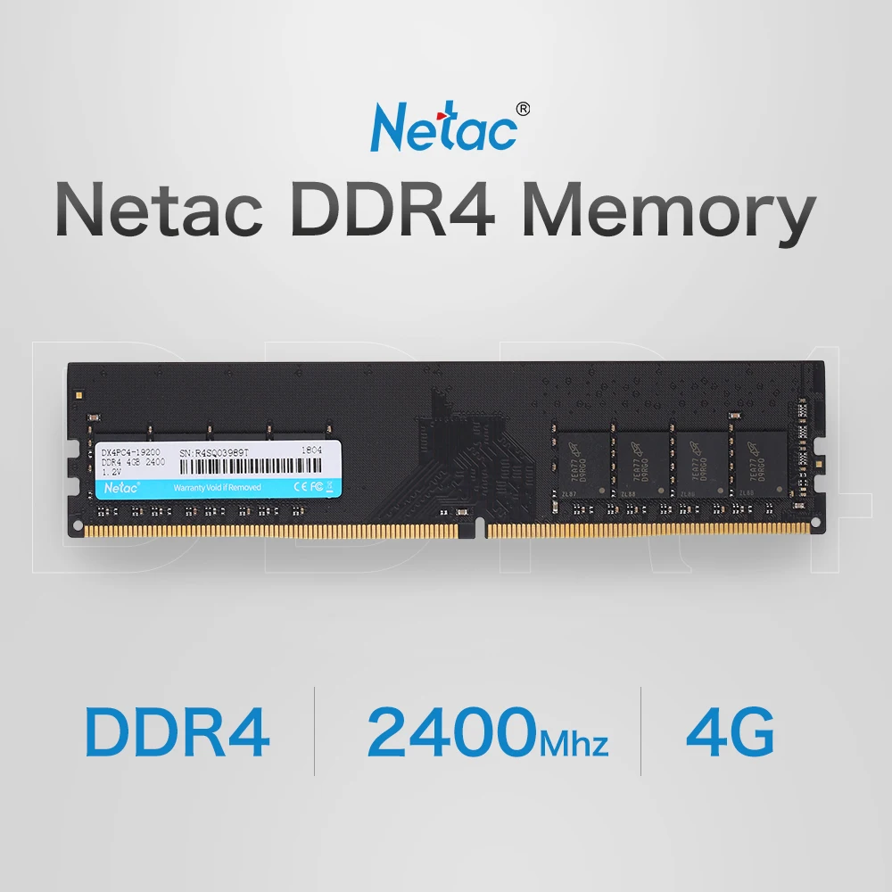 Netac DDR4 память 4 Гб 2400 МГц MT/s 1,2 V PC4-19200 UDIMM 288-pin DDR4 2400 4G 288pin для настольных ПК компьютер DDR4-2400MHz