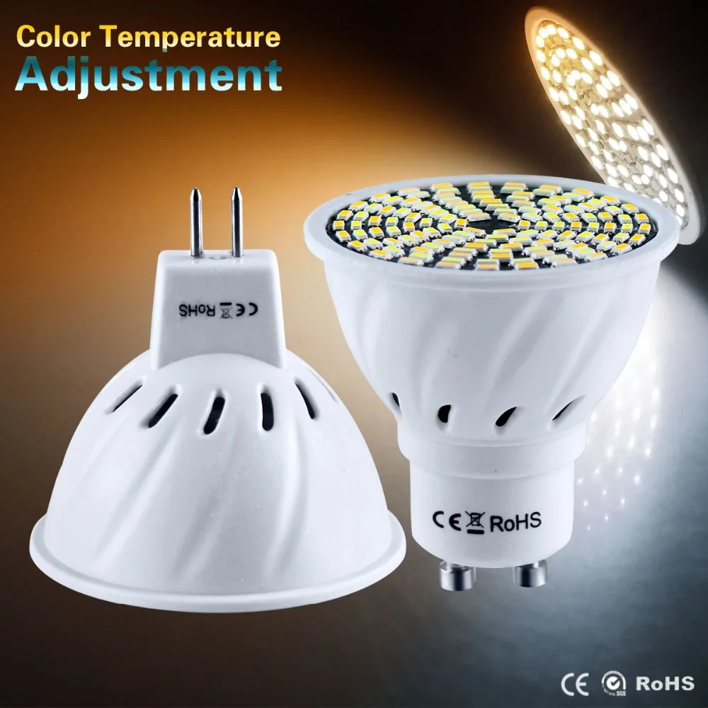 Foxanon GU10 светодиодный лампы MR16 светильник SMD3014 110V 220V Светодиодный прожектор 80 128 s