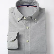 Мужские Умные повседневные однобортные рубашки с длинным рукавом Camisa, одноцветные, чистый хлопок, Оксфорд, дышащие, удобные, мягкие рубашки