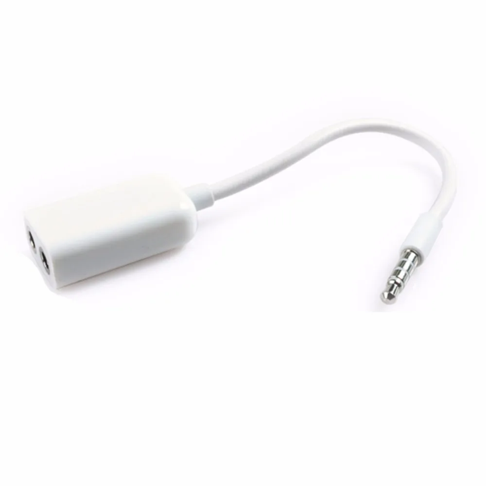 

Mini White Color Universal 3.5mm Jack 1 Male to 2 Female Audio Headphone Earphone Spliter Cable For Lovers