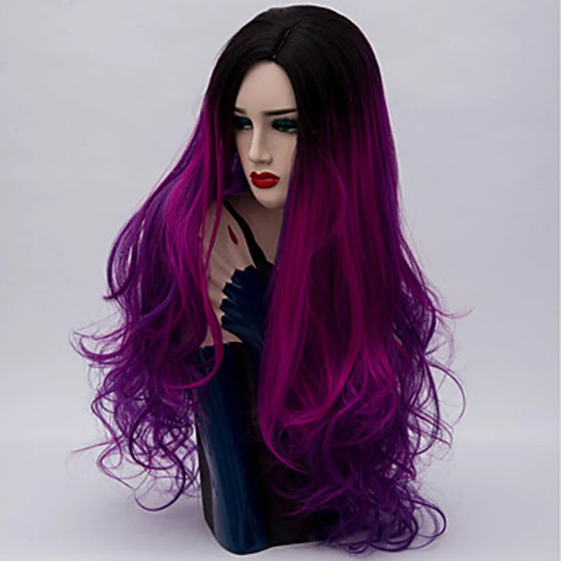 HAIRJOY для женщин синтетические волосы Омбре длинные волнистые костюм Фиолетовый парик для косплея Синий Зеленый 3 Цвета