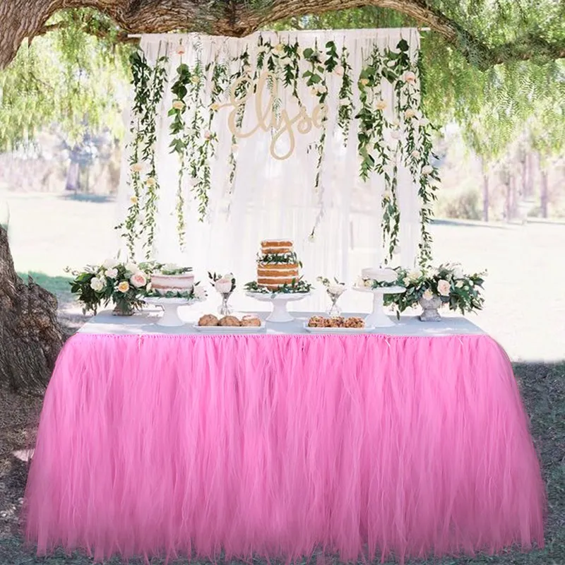 Ourwarm 1pc Baby Shower Tulle Table Skirt Pink White 100x80cm 6 Colors Event Party Supplies Wedding Decoration Tulle Table Skirt Table Skirttable Skirt Pink Aliexpress