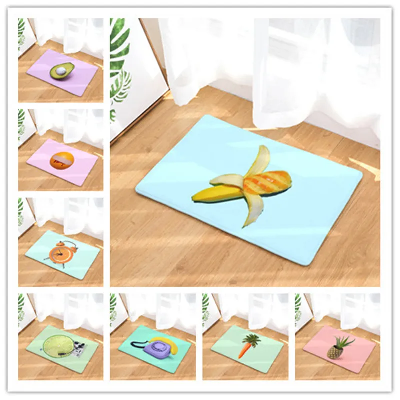 

Fruit alarm clock Printing For Living Room Flannel Carpet Religious Pattern Bathroom Mat 40x60cm Hallway Rectangle Tapete