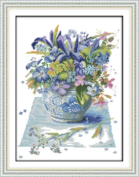 

Flowers Blossom Printing pattern Cross Stitch Kits Chinese Embroidery Needlework DMC Counted Home Decor Cross-stitch set Gifts
