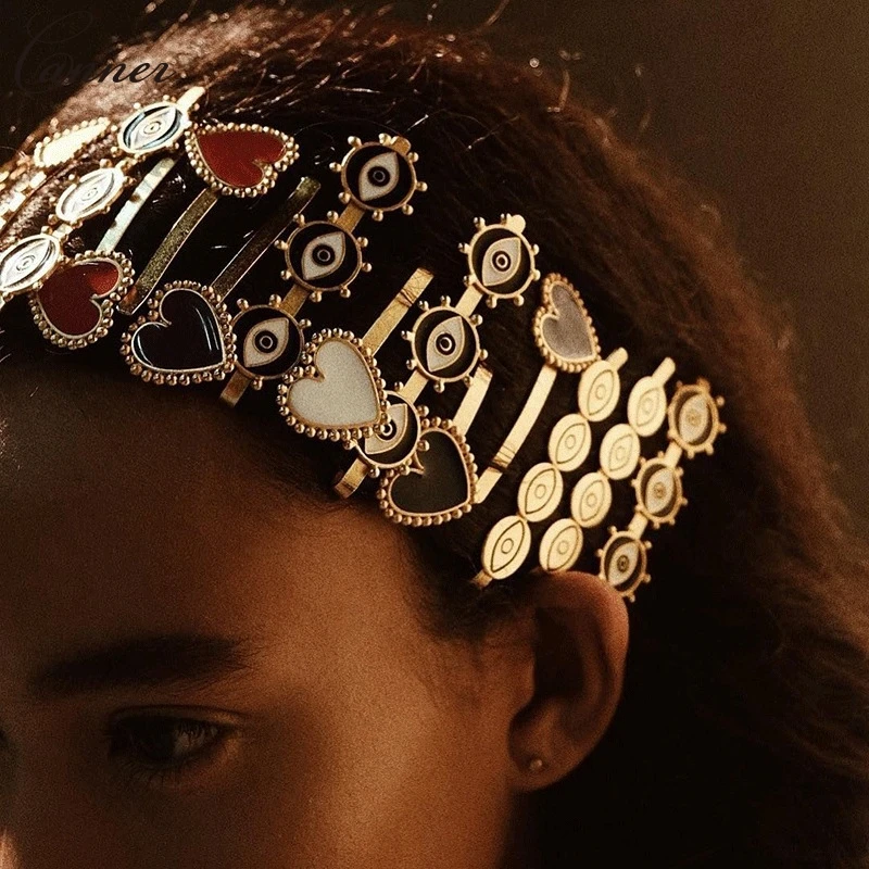 

1pcs Metal Gold Hair Barrettes Clips for Women Girls Evil Eye Heart Hairpins Fashion Jewelry Hair Accessories Q40