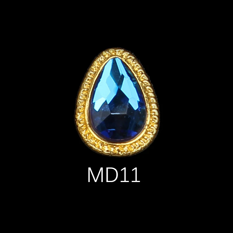 Korea Trend Nail Jewelry Style 10/30pcs Latest Metal Bezel Water Drop Stone Design 3D Nail Art Alloy Jewelry - Цвет: MD11