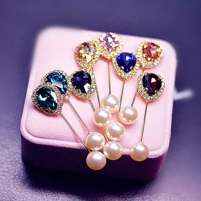 

hijab pins scarf pins muslim khaleeji hijab Glass stone shiny pins straight 6.2cm fix pin 9 colors 10pcs/lot free ship