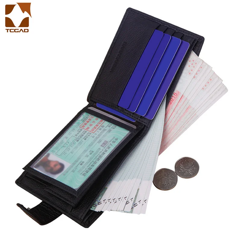 Men Wallet Genuine Leather Short Hasp