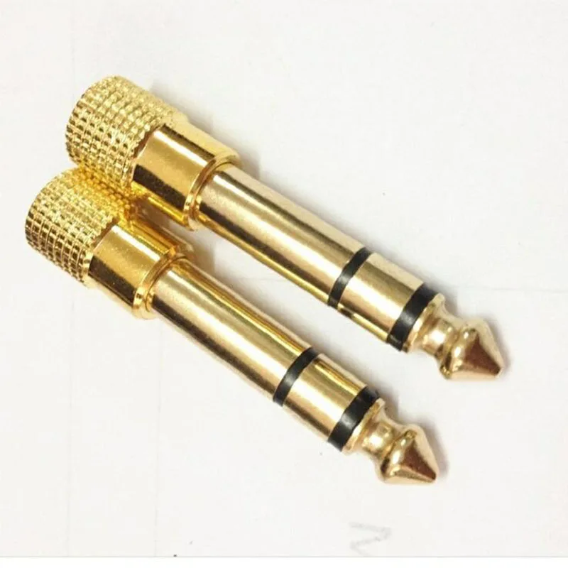 50pcs High Quality Jack 6 5mm Male Turn 3 5mm Jack Female Connector Guitar Plug Headphone Microphone Audio Adapter Gold Plating