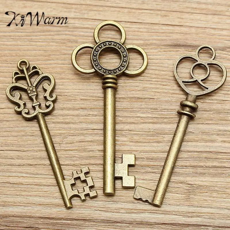 

KiWarm 30pcs Large Vintage Ornate Skeleton Keys Antique Bronze Pendant Wedding Hanging Decor DIY Jewelry Bracelet Crafts Gift