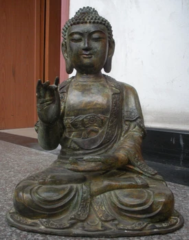 

004042 18"Tibet Buddhism Fane old bronze Sakyamuni Buddha ancestors statue