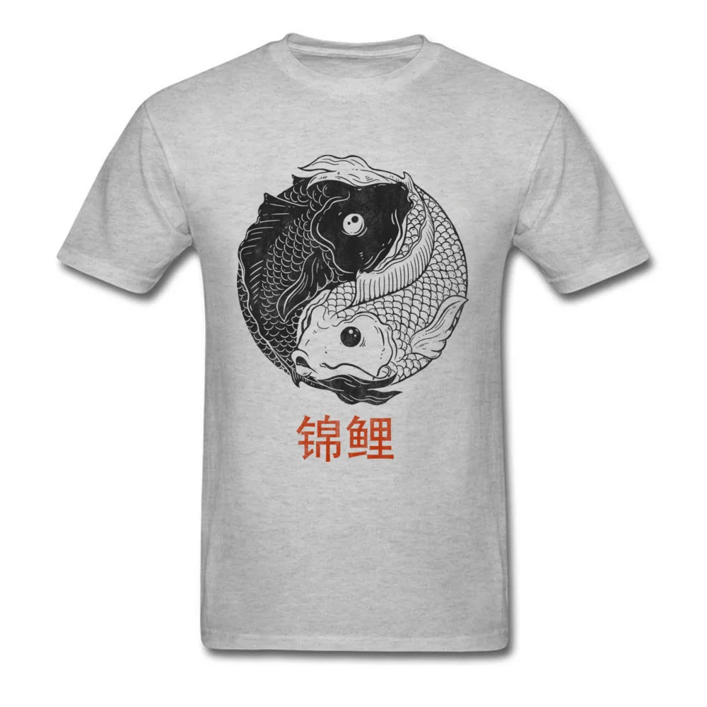 KOI FISH T-shirts for Men Geek Summer Fall Tops & Tees Short Sleeve New Coming Casual Sweatshirts Crew Neck 100% Cotton Fabric KOI FISH grey
