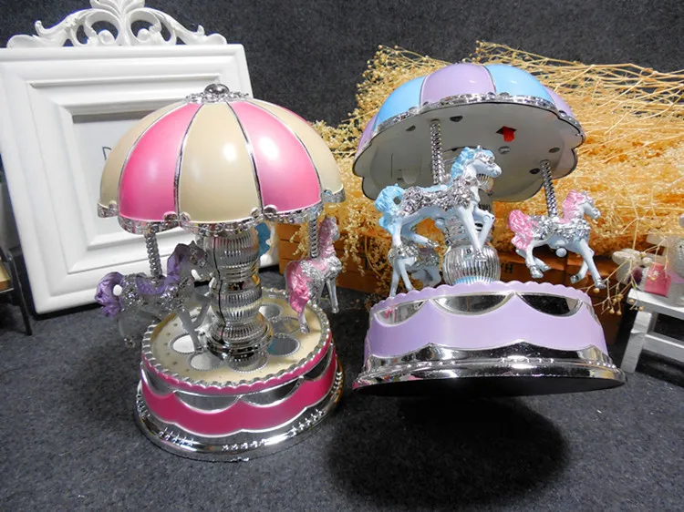 Merry-go-круглая музыкальная карусель коробка игрушка поворотный светящийся карусельная лошадка электрическая музыкальная шкатулка подарки на день рождения на свадьбу домашний декор