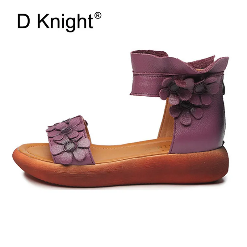 Plus Size Summer Women Sandals Vintage Flower Casual Wedges Heel Platform Shoes Roman Ankle Strap Cow Leather Sandal Women Shoes (4)