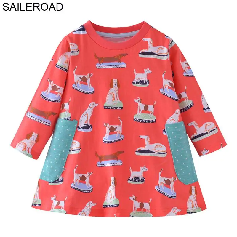 SAILEROAD Маленькие девочки с длинным рукавом платье Vestido Unicornio Infantil Осень детские платья для девочек Top Vestido Unicornio - Цвет: 5431 same picture