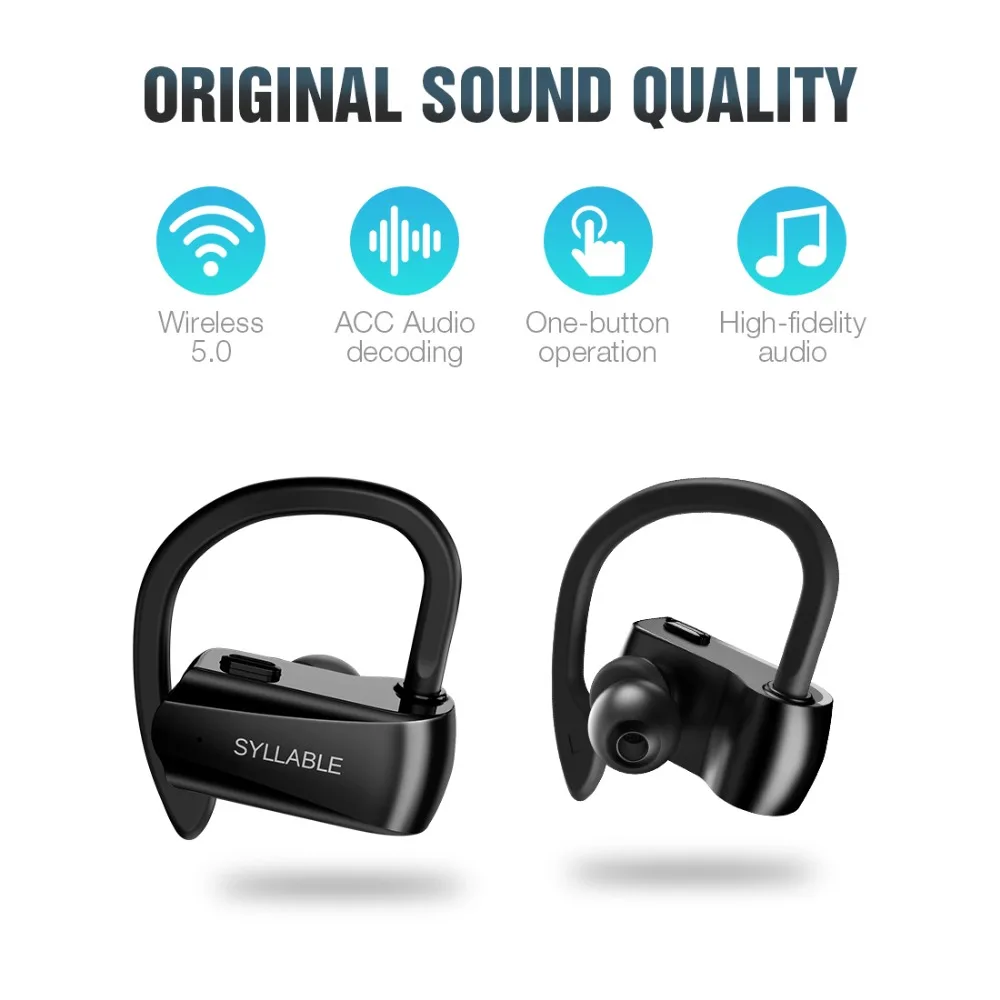 SYLLABLE D15 bluetooth V5.0 earphone noise reduction bluetooth SYLLABLE headset for mobile phone wireless sports bass earphone
