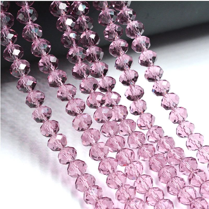 

Solid Light purple Colors 4*6mm Rondelle Austria faceted Crystal Glass Beads Loose Round Beads for Jewelry Making