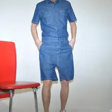 S-4XL Лидер продаж! Новая мужская одежда Летний Модный комбинезон тонкий повседневный рабочие с коротким рукавом Куртка Набор Плюс Размер певица костюмы