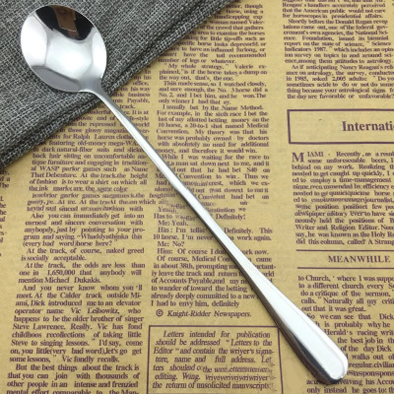 6Pcs /set 7.5" Long Stainless Steel Ice Cream Cocktail Coffee Soup Tea Spoons