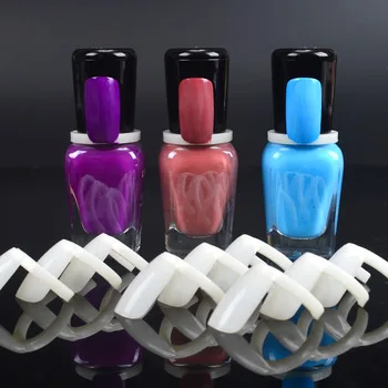YZWLE 50 Pcs Nail Polish UV Gel Color Pops Display Natural Nail Art Ring Style Nail Tips Chart Full Nail
