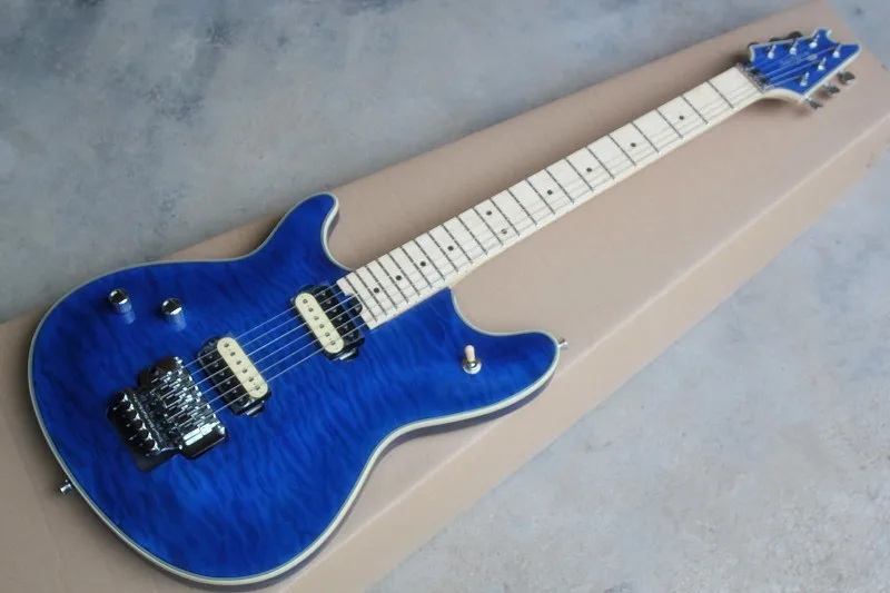 

free shipping Evh left-handed electric guitar Blue maple Top Wolfgang EVH Electric Guitars with Floyd Rose tremolo -15-625
