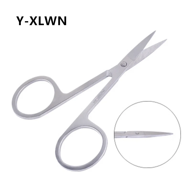 

Y-XLWN cosmetic tools stainless steel mirror light small scissors fingernails straight nose hair scissors Manicure tool
