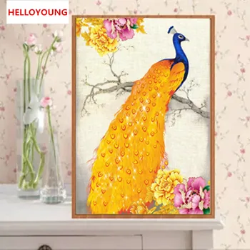 

YGS-310 DIY 5D Diamond Embroidery The peacock Round Diamond Painting Cross Stitch Kits Diamond Mosaic Home Decoration