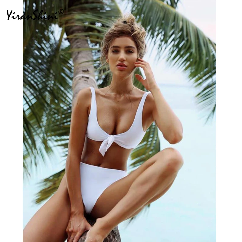 

YIRANSHINI Black White Sexy Backless Brazilian Bikinis Beach Swimsuit 2018 High Waist Bikini Set Push Up Maillot De Bain Femme