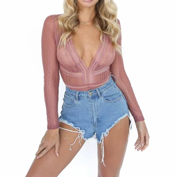 

Women Lace Cut Out Long Sleeve Bodysuit Leotard Bodycon Backless Romper Tops Bodysuits