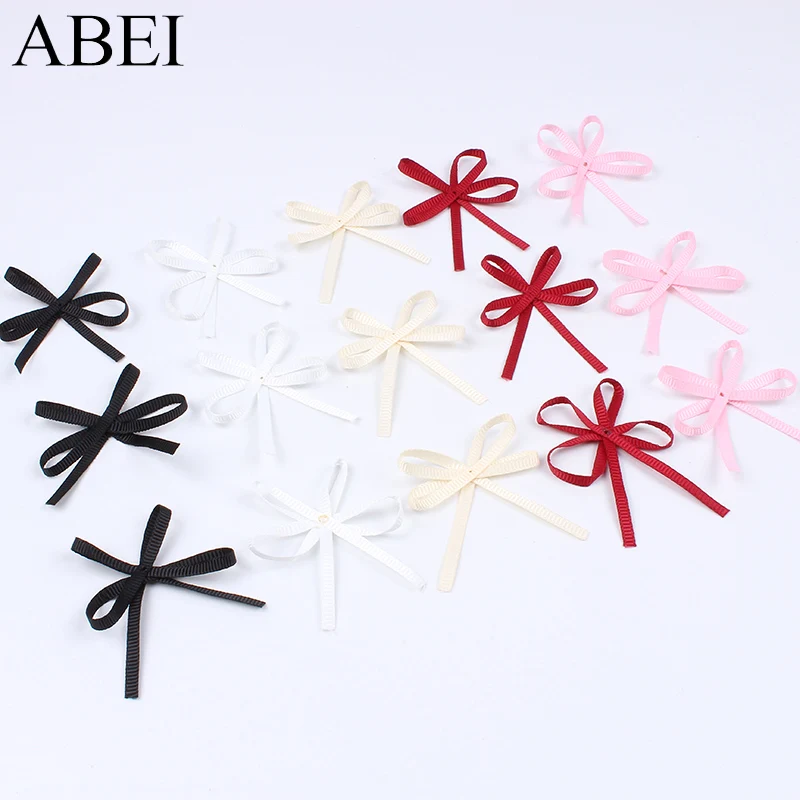 Satin Ribbons Ribbon Decoration Satin Ribbon 100pcs/lot Mix Colors Satin Double Bow Ties Handmade Wedding Cards Gift Box Craft Ribbon Bows DIY Sewing Garments Accessories