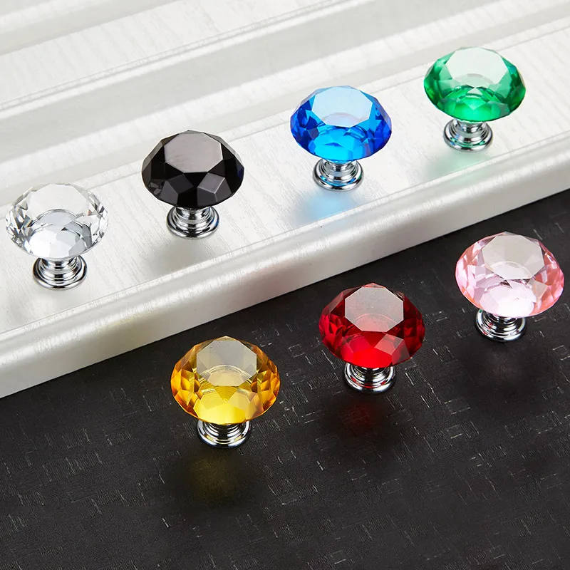 Можно выбрать цвет, 30 мм Алмазная форма Хрустальные стеклянные ручки для шкафа с винтами кухонный шкаф комод дверь выдвижной ящик ручка