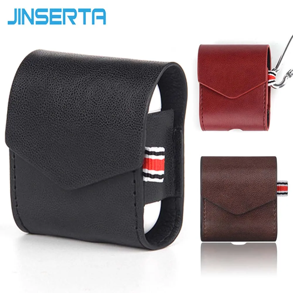 

JINSERTA Leather Case for Airpods with Buttons and Anti-lost Buckle Headphone Case Earphone Protective wireless Cover