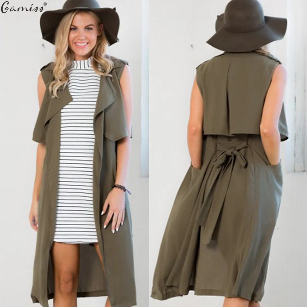 Gamiss Autumn Woman Waistcoat Casual Cool Sleeveless Turn
