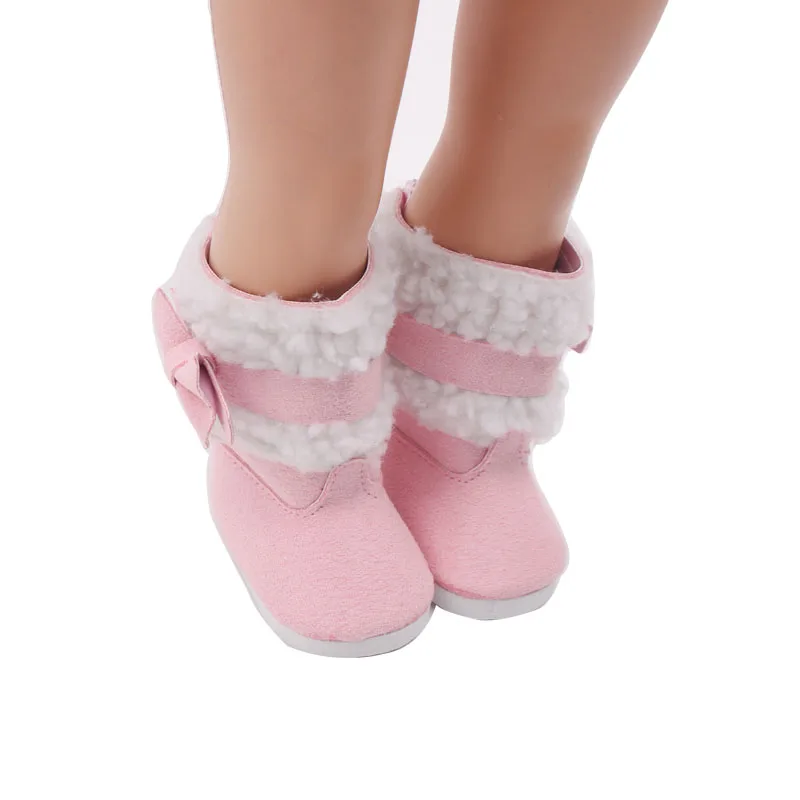 

18 inch Girls doll shoes Winter boots with plush boots American newborn shoe Baby toys fit 43 cm baby dolls s141-s142