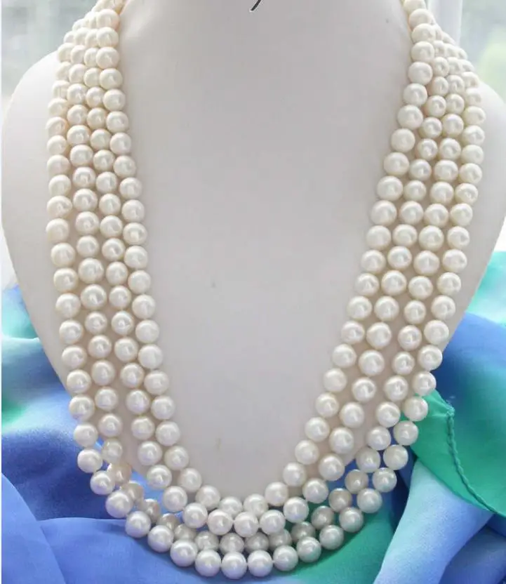 

classic 9-10mm south sea round white pearl necklace 45inch 14k/20